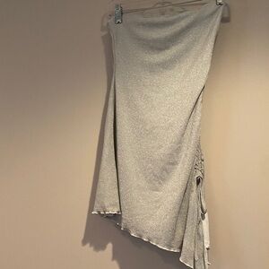 Elegant Silver Women’s Asymmetrical Strapless Dress